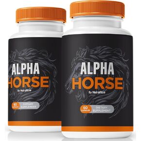 (2 Pack) Alpha Horse Capsules, Alpha Horse Official Formula Pills, AlphaHorse for Stamina & Performance, Alfa Horse Premium Once Daily Pill Pastillas, Alpha Hrse Complex (120 Capsules)