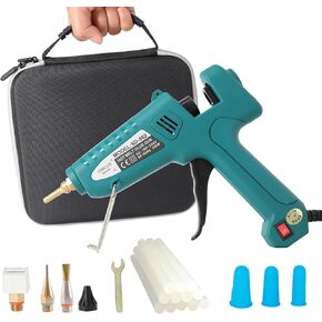 Hot Glue Gun Kit with Case, Full Size Hot Glue Guns Luxury Set with 3Pcs Interchangeable Copper Nozzle Set and glue gun Sticks 12Pcs
