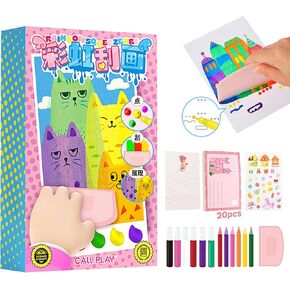 Eptchn Rainbow Scratch Art Books Squeegeez Magic Reveal Craft Kits: Dot Painting Paper Set Notebooks for Kids, Cool Rainbow Party Favors DIY Postcard Gifts for Girls and Boys Ages 6+