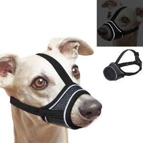 New Dog Muzzle, Breathable Drinkable Mesh Muzzle for Dogs,Anti Biting Barking Chewing,Grooming Muzzle for Dog with Anti-Drop Adjustable Anti-Drop &Shiny Reflective Strap in Night (Black, M)