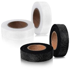4Rolls Iron on Hem Tape, Stitch Witchery Hemming Tape, Iron Hemming Tape, Fabric Fusing Hemming Tape, Hem Tape No Sewing No Iron Tape for Curtain Pants Clothes, 3/4 Inch x 27 Yards Each (White&Black)