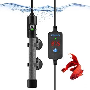 Mini Fish Tank Heater for Aquarium: 100W Submersible Betta Turtle Heaters with Accurate Temperature LED Digital Display - Overheating and Off-Water Protection for 10-20 Gallon