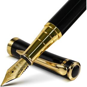 Fountain Pen with Fine Nib | Luxury Black Finish, Smooth Ink Flow, Complete Set with Ink Cartridges, Converter & Sleeve | Ideal for Professionals, Office, Journaling, and Gifts