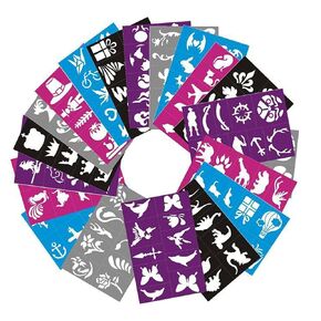 Face & Body Paint Stencils Kit for Kids (200 Pieces) - Soft, Reusable and Easy to Stick Down - Tattoo Stencils, Glitter Temporary Tattoos for Kids School Carnival Birthdays Halloween Christmas