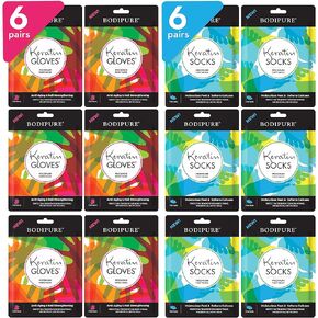 Bodipure Premium Hand and Foot Mask | Moisturizing Kertain Gloves & Socks | Hydrating Dull Dry Hands, Cracked Heels, Callus Softening & Nail Strengthening | Chemical-Free Feet Treatment | (6+6 Pack)