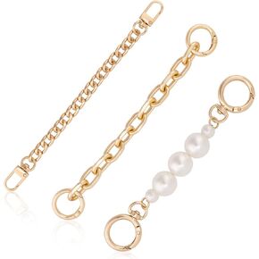 3pcs Imitation Pearl Bead Purse Chain, Purse Chain Extender Bag Charms Bag Extender Chain Coach Purse Extender Chain Purse Strap Extenders for Women Purse Making Supplies
