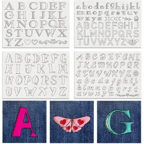 BENECREAT 4 Sheets 165PCS Alphabet Number Water Soluble Hand Sewing Stabilizers, A-Z Letters Symbol Tear Away Embroidery Stabilizers for Embroidery, Carves, Shirts, Coats, Bags, Towels