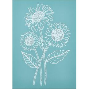 OLYCRAFT Self-Adhesive Silk Screen Printing Stencil Sunflower Reusable Pattern Stencils for Painting on Wood Fabric T-Shirt Wall and Home Decorations - 5.5x7.7 Inch