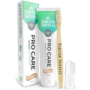 Tartar Shield Pro Care – Natural Enzymatic Pet Toothpaste Kit – Protects Against Plaque & Tartar - Freshens Breath & Removes Stains – Cleans Teeth and Gums – for Dogs & Cats - Coconut Flavor, 3 Oz.