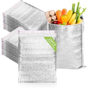 Reusable Insulation Bags 9.8'' x 11.8'' 25 Pcs, Thermal Box Liners Metalized Box Self Seal Insulated Box Liners Lunch Food Packing, Grocery Delivery Envelopes Mailers Insulated Shipping Bags