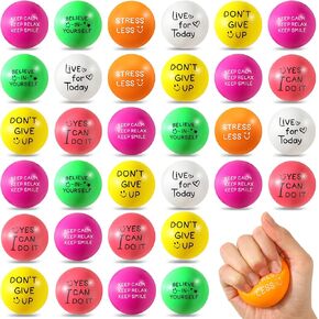 Wettarn 30 Pcs Motivational Stress Balls 1.97'' Colorful Foam Ball Quotes Stress Balls Inspirational Stress Ball Hand Exercise Toys for Stress Relief Concentration Motivation ADHD Autism (Fresh Color)