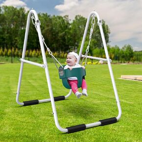 مجموعة أرجوحة Hapfan Toddler مع حامل قابلة للطي شاقًا ، وألعاب الأطفال في الهواء الطلق مع مقعد دلو ، للأطفال الذين تتراوح أعمارهم بين 1-3