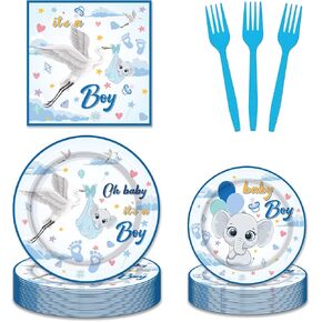 One Happy Camper Birthday Decorations - 96PCS One Happy Camper Plates and Napkins Party Supplies 1st Birthday Decorations Boy Adventure Camping Disposable Tableware Set Serve 24 Guests