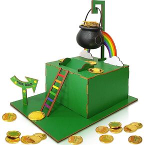 Bailiyake St. Patrick's Day Wood DIY Leprechaun Trap Kit St Patricks Day Party Decorations DIY to Catch a Leprechaun Trap Wood Craft Set for Classroom Home Rainbow Irish Shamrock Party Supplies