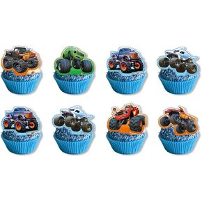 24PCS Monster Truck Cake Toppers Cupcake Toppers Cake Decorations,Monster Truck Hot Wheels Cars Birthday Party Supplies Decorations (2)