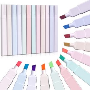 Aesthetic Highlighters, 12PCS Pastel Highlighters Assorted Colors, Chisel Tip, Premium Bible Highlighters No Bleed, Cute Highlighters, School Supplies