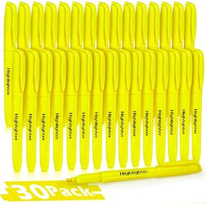 V-Opitos 30 Pack Yellow Highlighters, No Bleed Highlighters, Bright Highlighters with Soft Chisel Tips, Ideal for Office and School Supplies