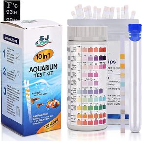 Aquarium Test Strips – 10 in 1 Fish Tank Water Testing Kit & eBook - 100 Fast & Accurate Fish Tank Test Strips & Fish Tank Thermometer - Pond Water Test Kit - Freshwater & Saltwater Fish Tanks