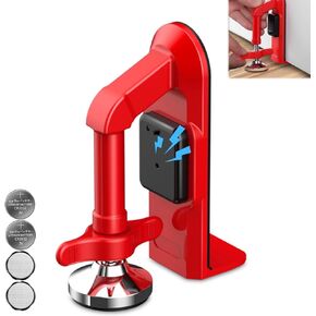 Portable Alarm Door Stopper - 80dB Anti-Theft Security Alarm Door Stoppers for Bottom of Door, Adjustable and Easy to Install for Home, Office, and Travel, Door Security Devices (Red)