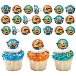 DecoPac Minions Cupcake Rings, 24 Despicable Me™ Cupcake Decorations, Phil, Carl and Bob - 24 Pack