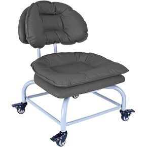 Backrest Rolling Stool with Brakes VAPAA TAIDE Roller Chair Heavy Duty Rolling Stools with Wheels for Home Office Garage Mechanic Flooring Cleaning Shop Grey