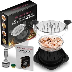 4th Gen Chicken Shredder | Professional Large Chicken Shredder, BPA-Free Meat Shredder for Chicken, Pulled Pork, Veg | Dishwasher Safe, Latest & Safest Anti-Slip Design, FREE Recipes & Cleaning Brush