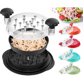 Upgraded 10" Large Chicken Shredder, Chicken Shredder Tool Twist Large With Removable Plate for Easy Transfer, Meat Shredder Tool Twist with Full Anti-Slip Strip Base, Visible Lid, Ergonomic Handle