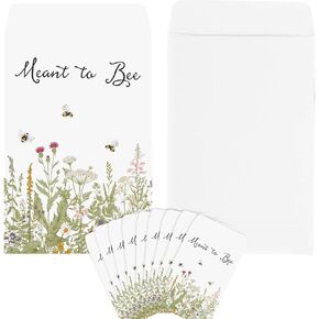 200Pcs Wedding Favors Packets Meant to Bee Wild Floral Self-Adhesive Envelope Greenery Vintage Flowers Storage Pockets for Garden Office Gift Party Supplies, 3.5 x 2.4 Inch