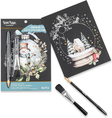 PADE PAPER SCRATCH - Winter Wonderland - 14 6 × 8 صفحات ، تكشف عن تصميمات العطلات الموسمية والاحتفالية ، الملوثات العضوية الثابتة المعدنية ، نشاط حرفي للبالغين in Kuwait