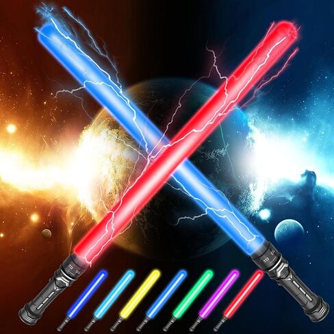 2 Pcs Light Sword Toys - 2 in 1 Children's Dual Light Swords with FX Sound, Motion Sensitive, Dress Up Costume Kit, Kids Gifts in Saudi Arabia