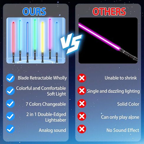2 Pcs Light Sword Toys - 2 in 1 Children's Dual Light Swords with FX Sound, Motion Sensitive, Dress Up Costume Kit, Kids Gifts in Saudi Arabia