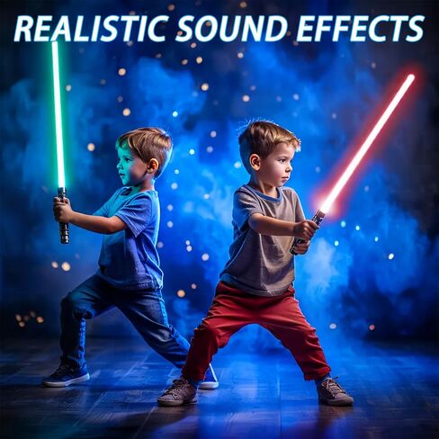 2 Pcs Light Sword Toys - 2 in 1 Children's Dual Light Swords with FX Sound, Motion Sensitive, Dress Up Costume Kit, Kids Gifts in Saudi Arabia