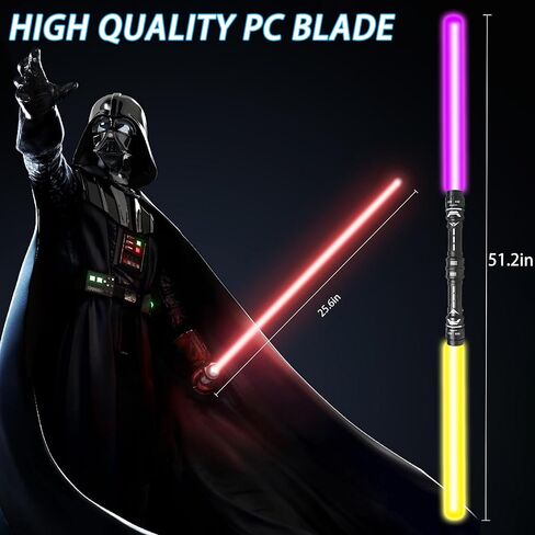 2 Pcs Light Sword Toys - 2 in 1 Children's Dual Light Swords with FX Sound, Motion Sensitive, Dress Up Costume Kit, Kids Gifts in Saudi Arabia