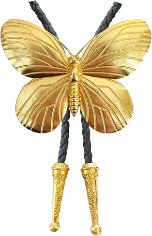 Daisy Del Sol Handmade Gold 3D Bumblebee Butterfly Vegan Faux Leather Adjustable Fashion Statement Necklace Bolo Tie in Saudi Arabia