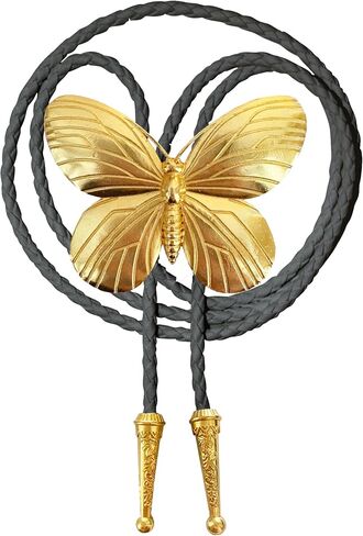 Daisy Del Sol Handmade Gold 3D Bumblebee Butterfly Vegan Faux Leather Adjustable Fashion Statement Necklace Bolo Tie in Saudi Arabia