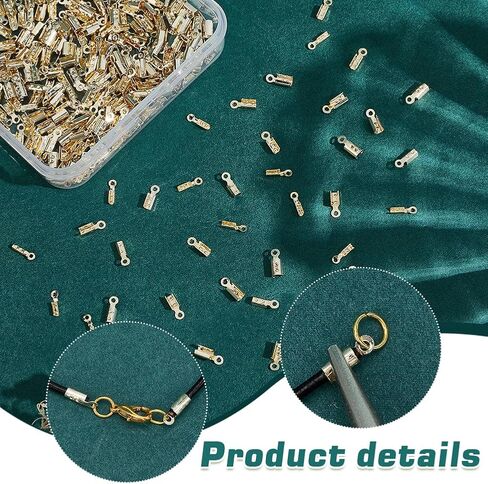 Ph Pandahall 300pcs Cord End Caps 3 أحجام ، طية مقعدة من الذهب 14K على الأطراف النحاسية CARPS CRIMP نهايات حبل جلدية حبل نهاية لصنع المجوهرات صنع سوار DIY in Kuwait