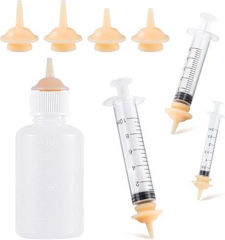 4 معجزة الحلمة للقطط ، وزجاجة هريرة و 3 محقنة هريرة لتغذية 3ML 5ml 10ml ، مجموعة زجاجة زجاجة Cat Mini البديلة للحيوانات حديثي الولادة ، حيوان صغير in Saudi Arabia