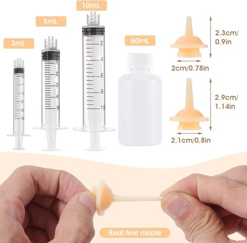4 معجزة الحلمة للقطط ، وزجاجة هريرة و 3 محقنة هريرة لتغذية 3ML 5ml 10ml ، مجموعة زجاجة زجاجة Cat Mini البديلة للحيوانات حديثي الولادة ، حيوان صغير in Saudi Arabia