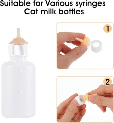 4 معجزة الحلمة للقطط ، وزجاجة هريرة و 3 محقنة هريرة لتغذية 3ML 5ml 10ml ، مجموعة زجاجة زجاجة Cat Mini البديلة للحيوانات حديثي الولادة ، حيوان صغير in Saudi Arabia