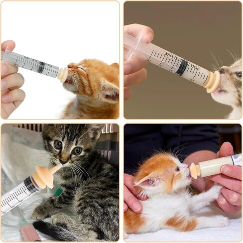4 معجزة الحلمة للقطط ، وزجاجة هريرة و 3 محقنة هريرة لتغذية 3ML 5ml 10ml ، مجموعة زجاجة زجاجة Cat Mini البديلة للحيوانات حديثي الولادة ، حيوان صغير in Saudi Arabia