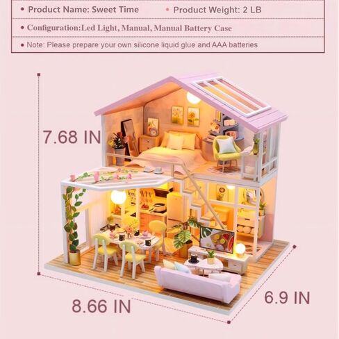 DIY Miniature House Kit, Tiny House Kit with LED & Music Movement, DIY Wooden Dollhouse Miniature Kit for Adults Teen, Wooden Crafts Lovely Dollhouse Kit, Bamboo Stream Garden in Saudi Arabia
