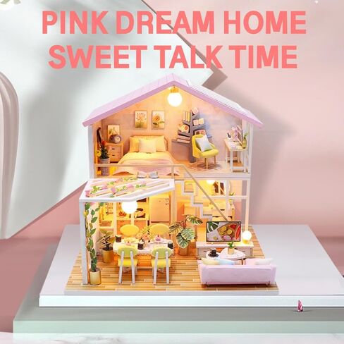 DIY Miniature House Kit, Tiny House Kit with LED & Music Movement, DIY Wooden Dollhouse Miniature Kit for Adults Teen, Wooden Crafts Lovely Dollhouse Kit, Bamboo Stream Garden in Saudi Arabia