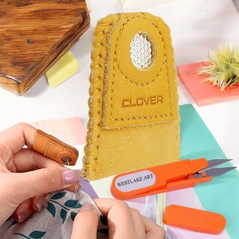 Bundle of Thread Cutter Embroidery Scissor - 11c, and 614C Leather Coin Thimble, Pack of 2 in Saudi Arabia