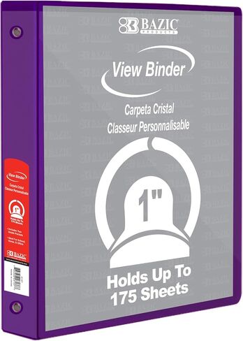 BAZIC 4127 1" Purple 3-Ring View Binder w/ 2-Pockets in Saudi Arabia