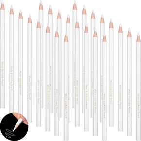 Outus Sewing White Fabric Pencil Bulk 24 PCS Dress Marker Tailor Pencil Water Soluble Pen for Fabric Wipe Quilting Washable Marking Pen for Wedding Dressmaker DIY Craft