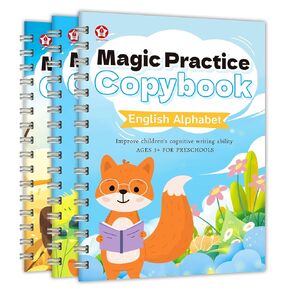 Large Size Magic Practice Copybook,Reusable Grooved Handwriting Practice for Kids,Calligraphy Practice Letter Tracing for Kids Ages 3-8 (10.23x7.28in) (3 pcs copybooks)