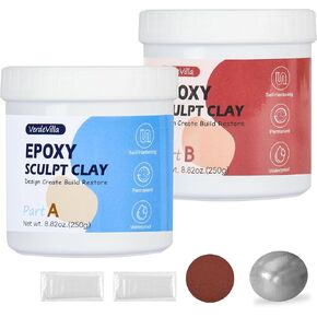 Epoxy Putty Sculpt Clay, 2 Part (A & B) High Adhesive Modeling Compound for Sculpting Modeling Building Repairing Self-Hardening Epoxy Clay Sculpt Pool Putty Repairs Metal Wood Tile Ceramics (Natural)