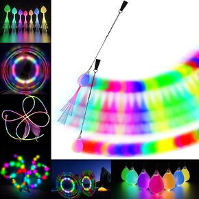 LED POI كرات الألياف الضوئية البصرية USB قابلة لإعادة الشحن 20 أوضاع الضوء النابضة بالحياة والأنماط الوامضة كرات الغزل الناعمة POI LED البصرية ضوء الألياف POI والمزيد
