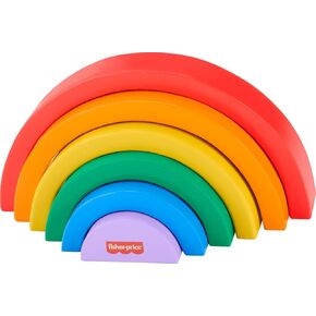 Fisher-Price Toddler Toy Wooden Stacking Rainbow, 6 Colorful Wood Pieces for Fine Motor Play for Kids Ages 18+ Months