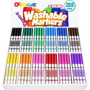 Officygnet 288 Count Washable Markers Bulk, Coloring Markers for Kids, Thin Markers Bulk in 12 Assorted Colors, Fine Line Markers with Conical Tip,Back to School Supplies,Teacher Classroom Must Haves